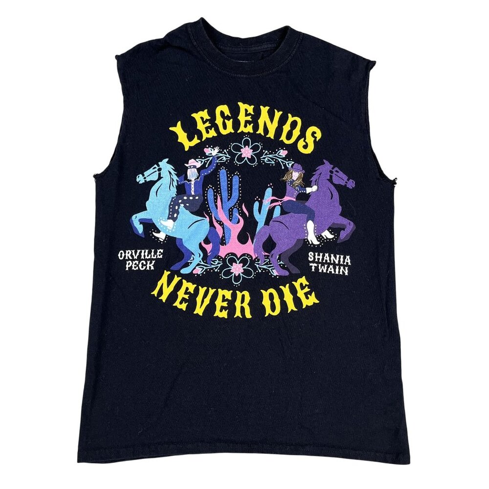 Orville Peck Shania Twain Womens Legends Never Die Black Tank Top Sz Small